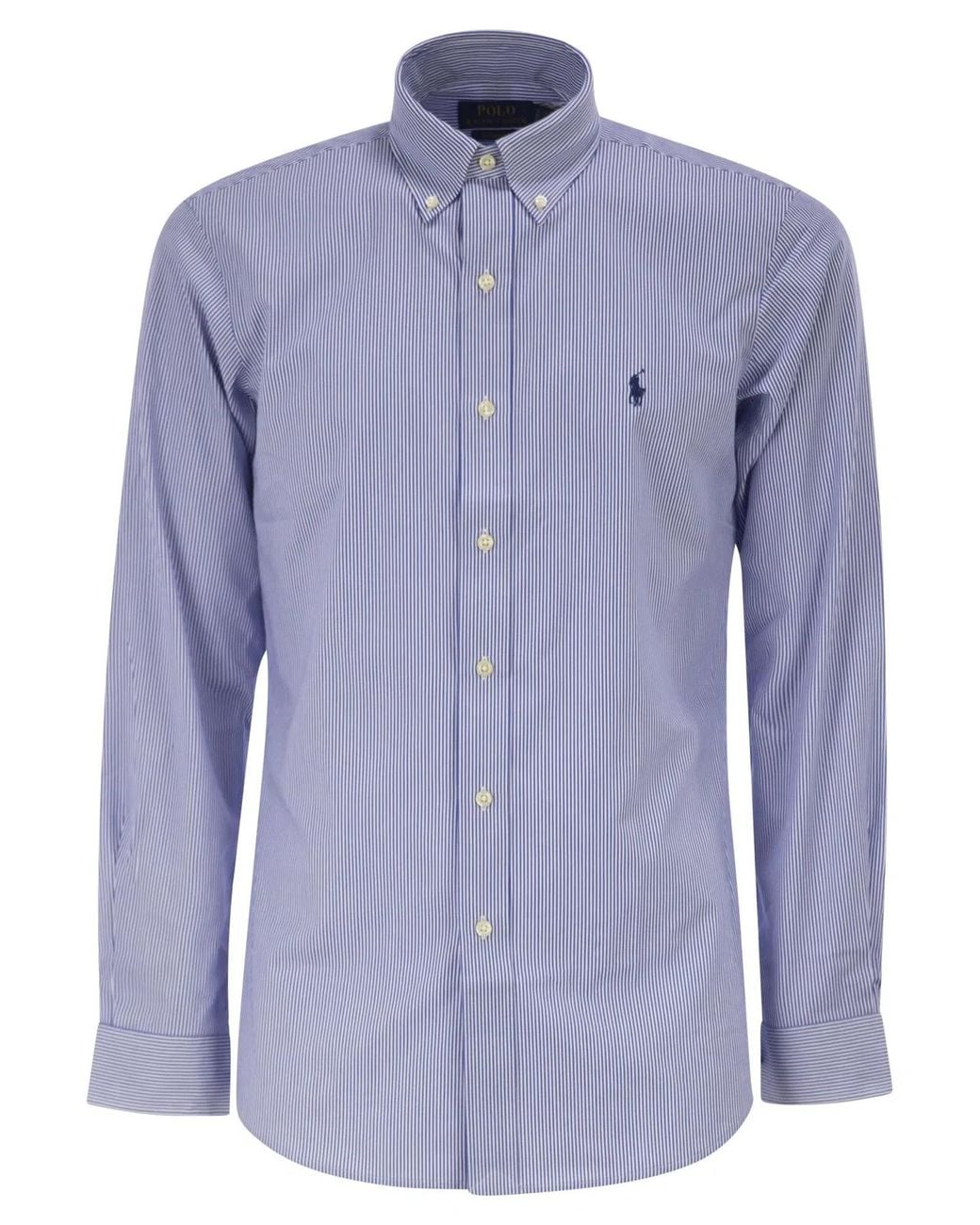 Polo Ralph Lauren Blue Striped Stretch Oxford Shirt for men