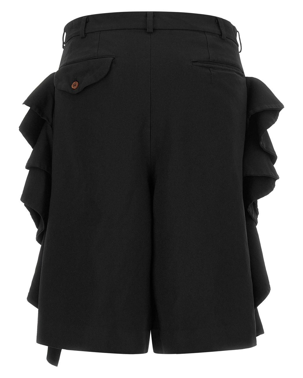 Comme des Garçons Black Sculptural Ruffle Bermuda Shorts for men