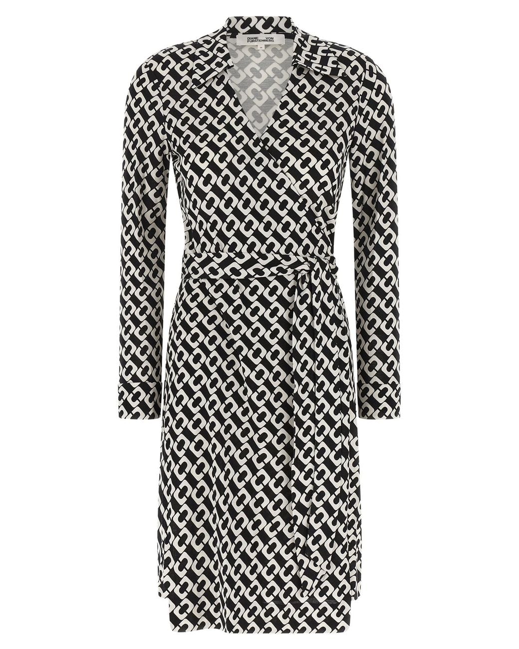Diane von Furstenberg Black Printed 'New Jean' Dress