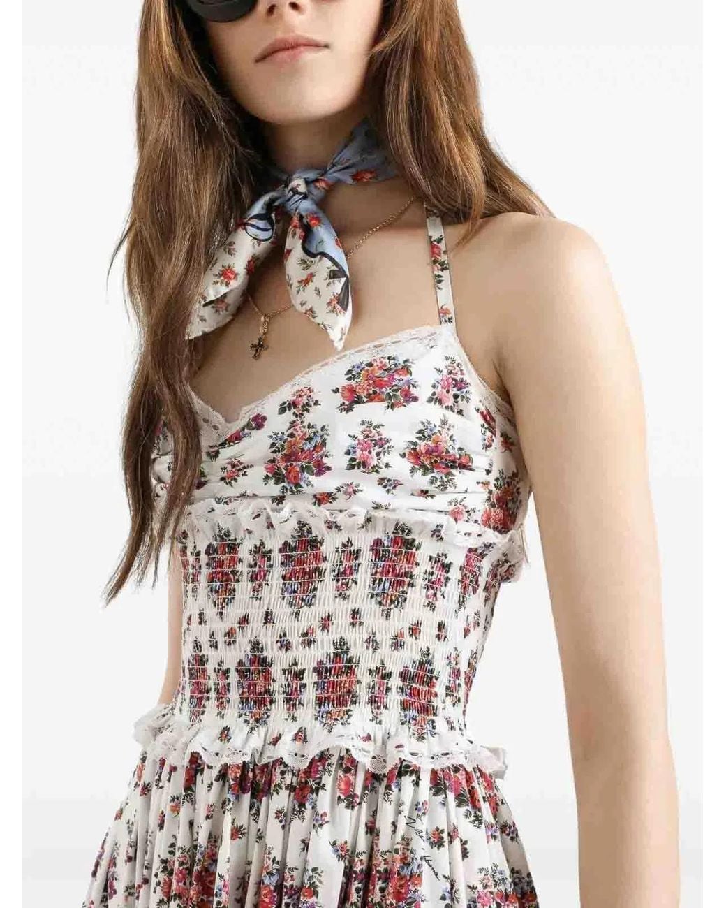 Dolce & Gabbana White Dolce & Gabbana Multicolour Cotton Polyamide Dress