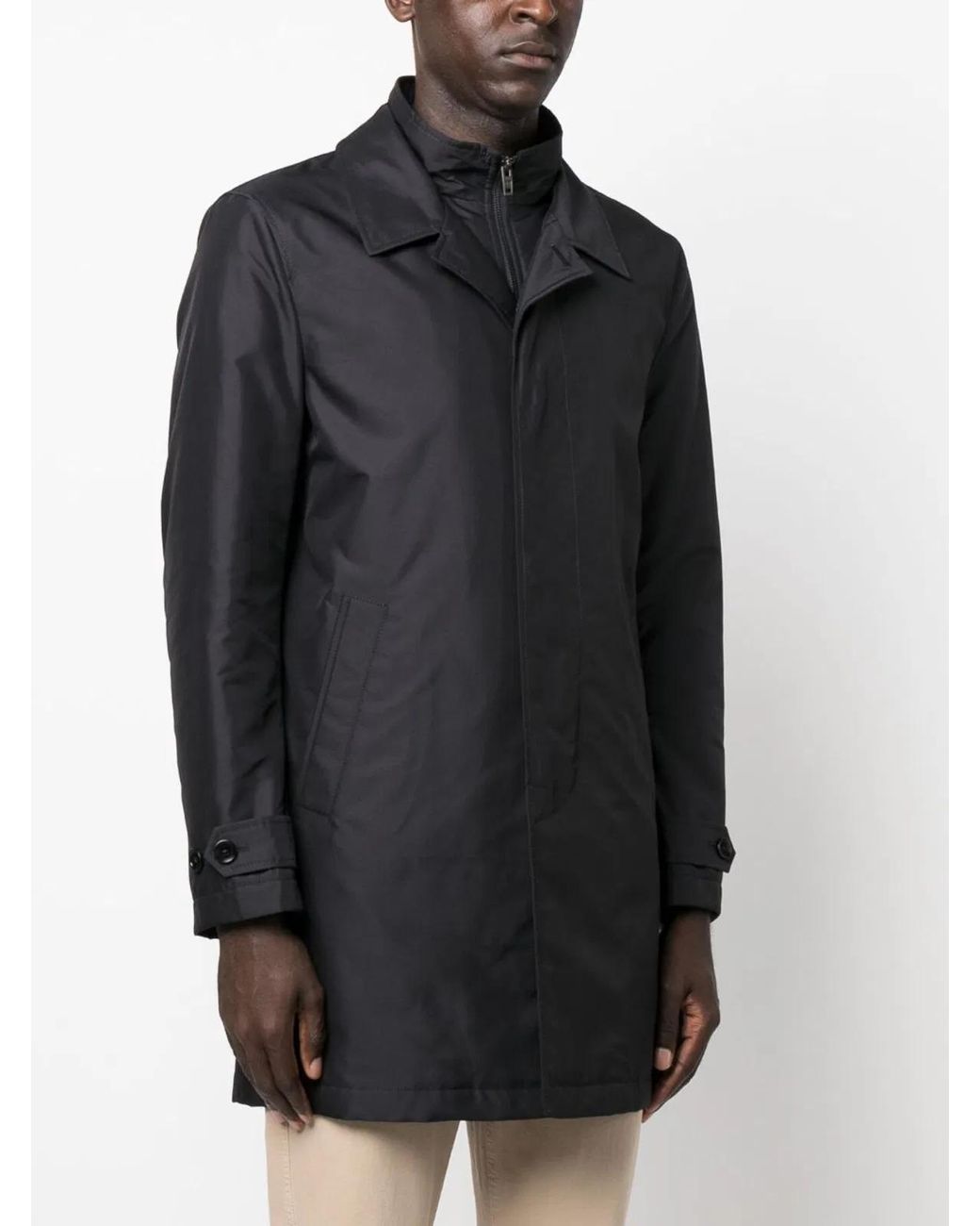 Fay Black Easy Morning Double Breasted Coat for men