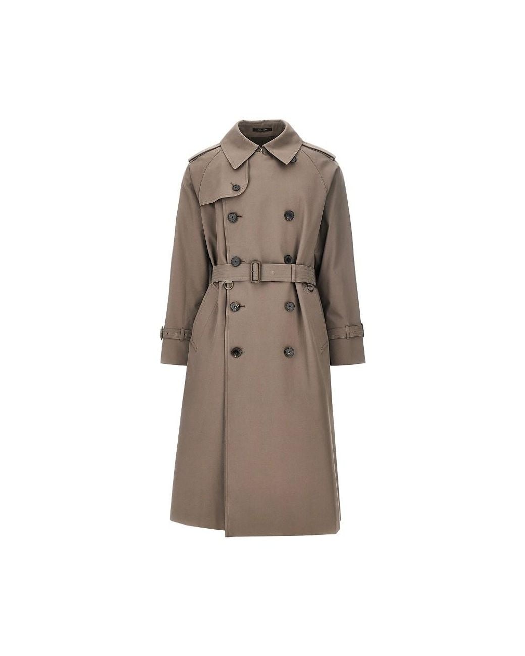 Caruso Brown Cotton Double-Breasted Long Trench-Coat for men