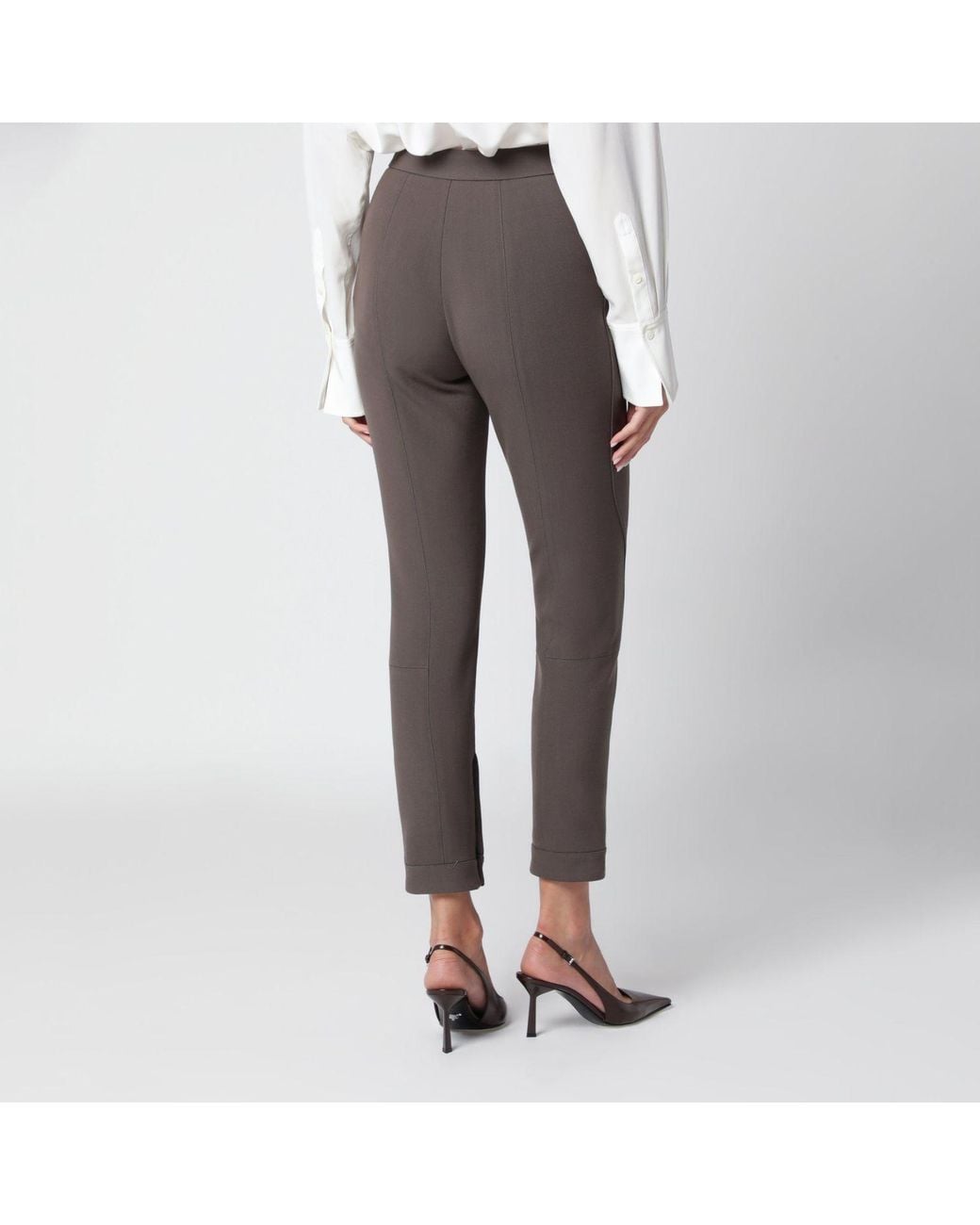 Victoria Beckham Gray Khaki Virgin Woolblend Trousers