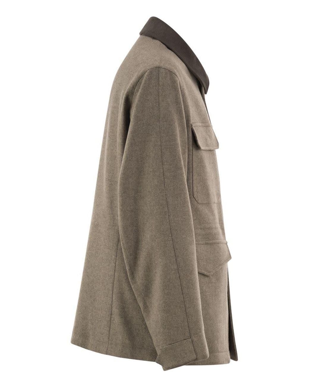 Montecore Brown Virgin Wool Field Jacket With Alcantara Details for men