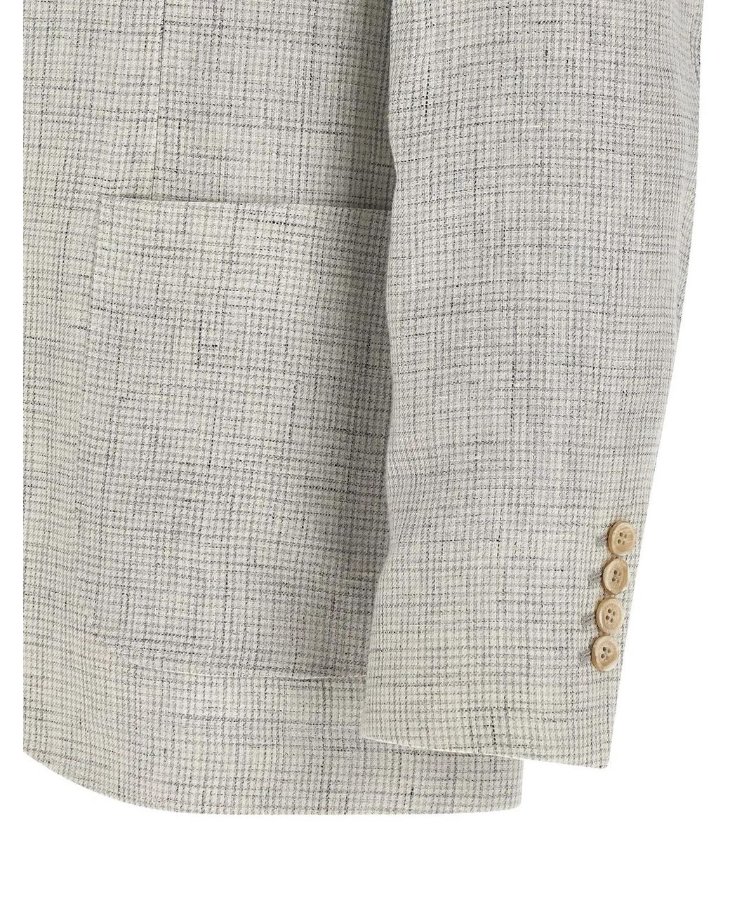 Brunello Cucinelli Gray Linen Blazer Clothing for men