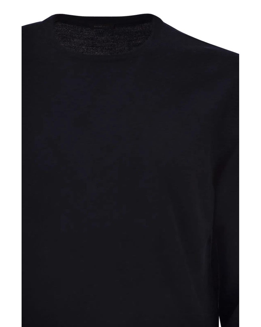 Kiton Blue Long-Sleeved Wool Crew Neck Jumper for men
