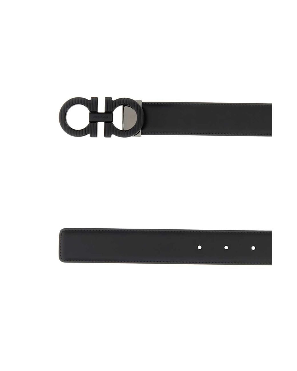 Ferragamo Black Solid Reversible Belt for men