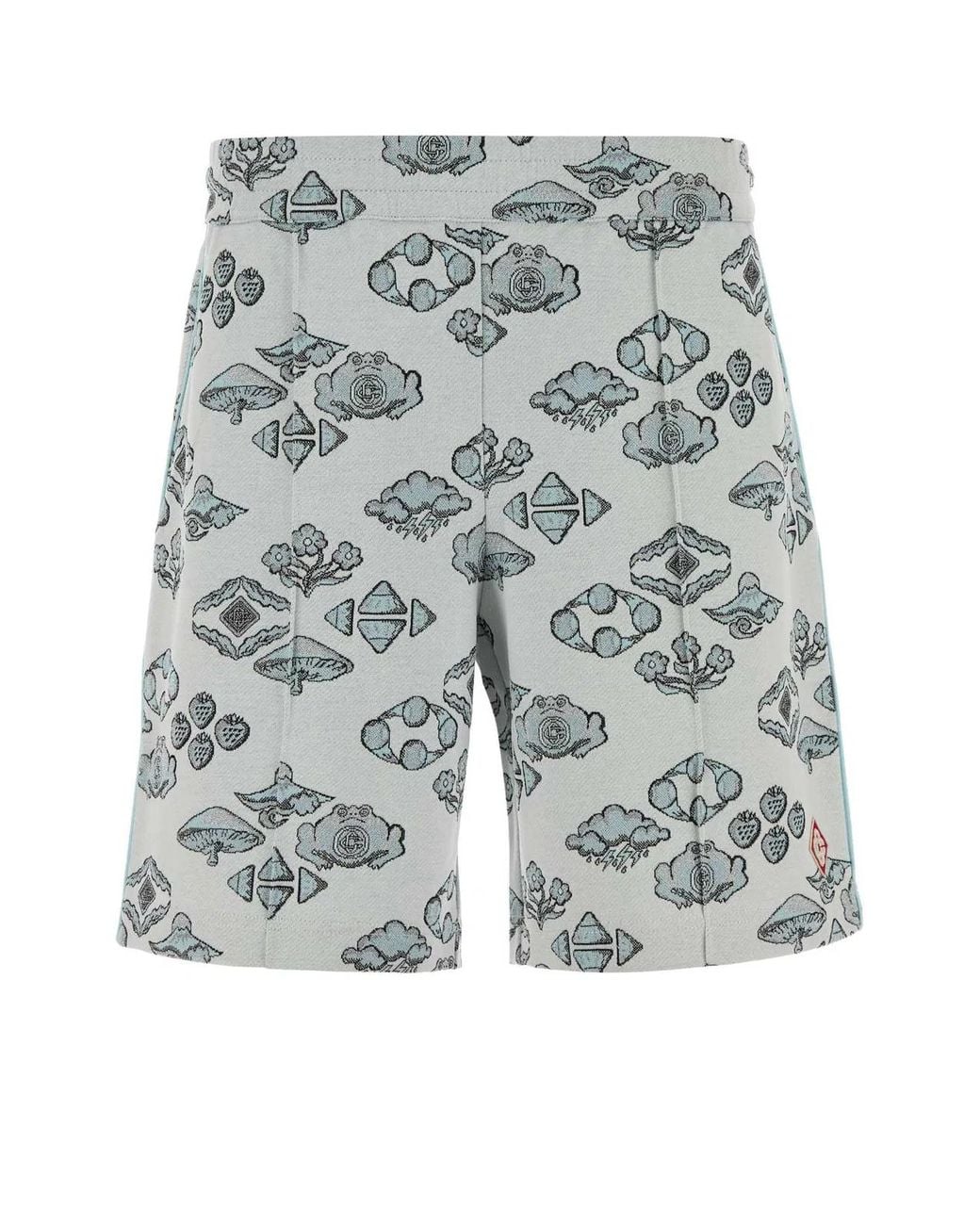 Casablanca Blue Embroidered Stretch Jacquard Bermuda Shorts for men