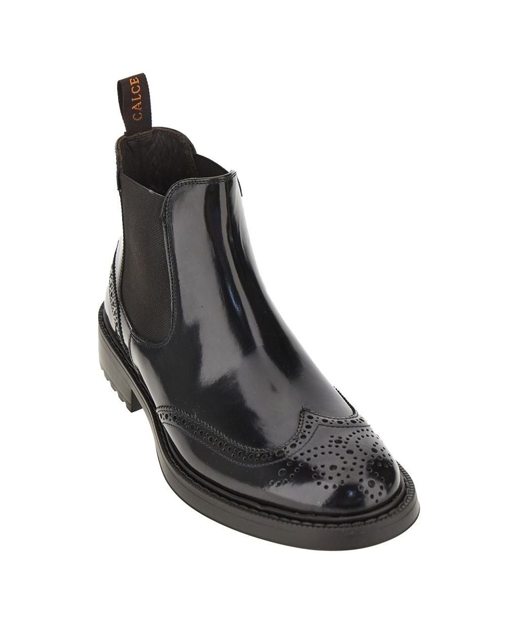 JUAN LACARCEL BY CALCE Black Spazzolato Leather Chelsea Boots for men