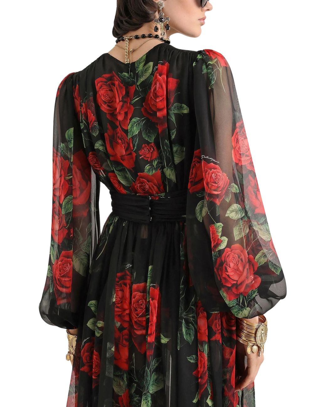 Dolce & Gabbana Black Dolce & Gabbana Dress With Rose Print