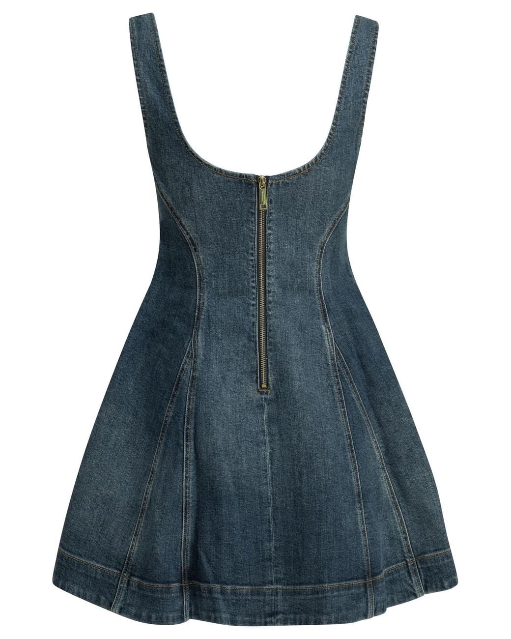 Self-Portrait Blue Denim Flared Mini Dress