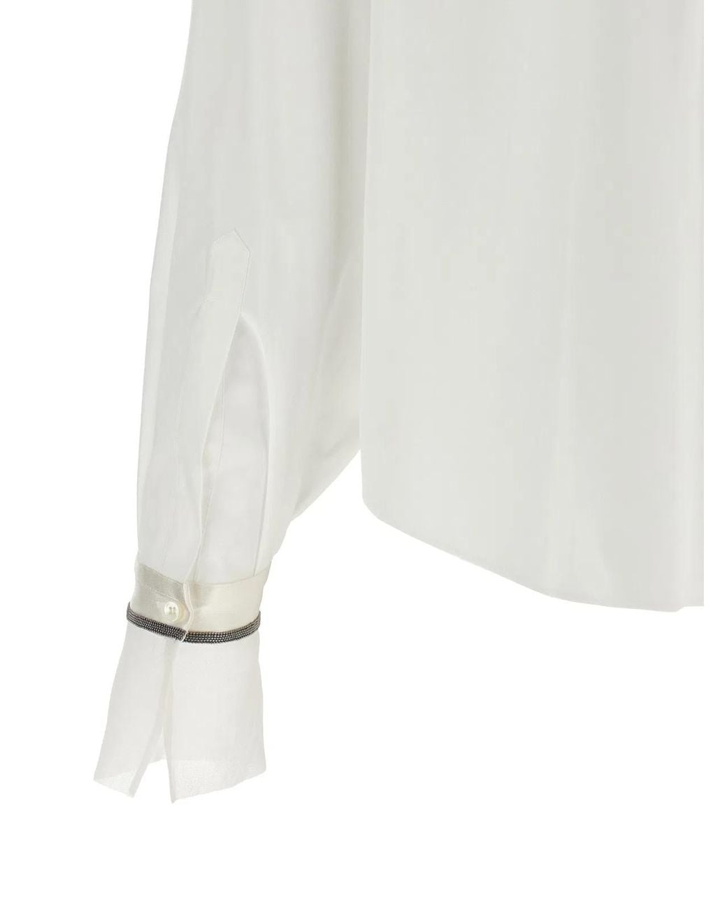 Brunello Cucinelli White 'Shiny Cuffs' Shirt