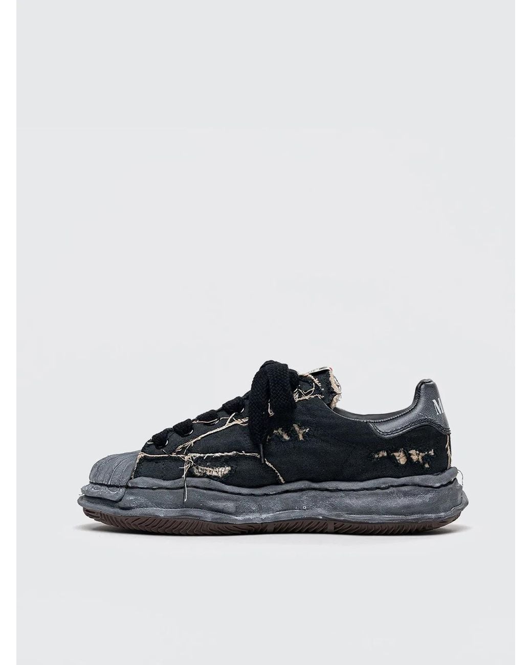 Maison Mihara Yasuhiro Black Sneaker Blakey Low Ripping & Over Dyeing for men