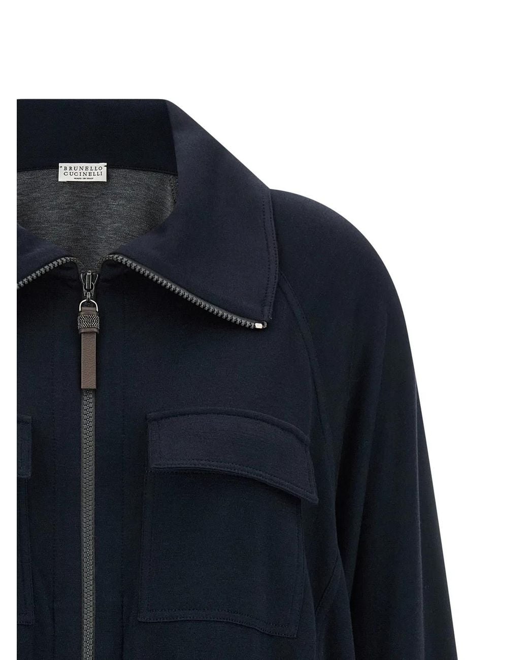 Brunello Cucinelli Blue Cotton-Silk Interlock Sweatshirt