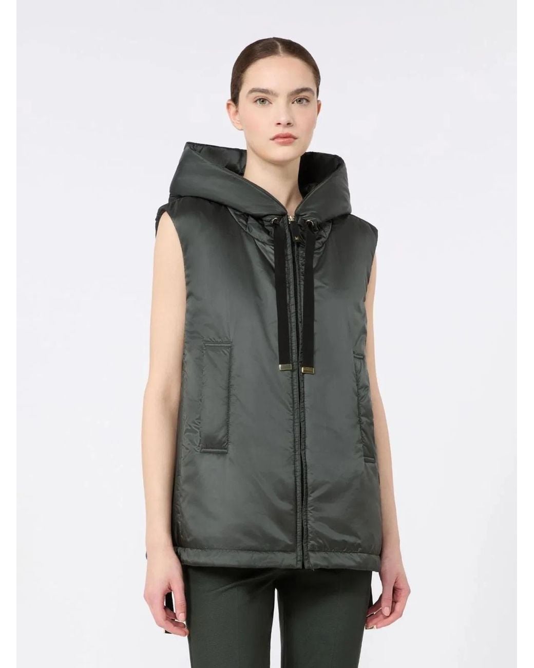 Max Mara Black Padded Water-Repellent Hooded Gilet