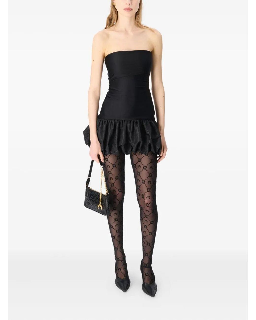 MARINE SERRE Gray Monogram Mesh Flock Tights