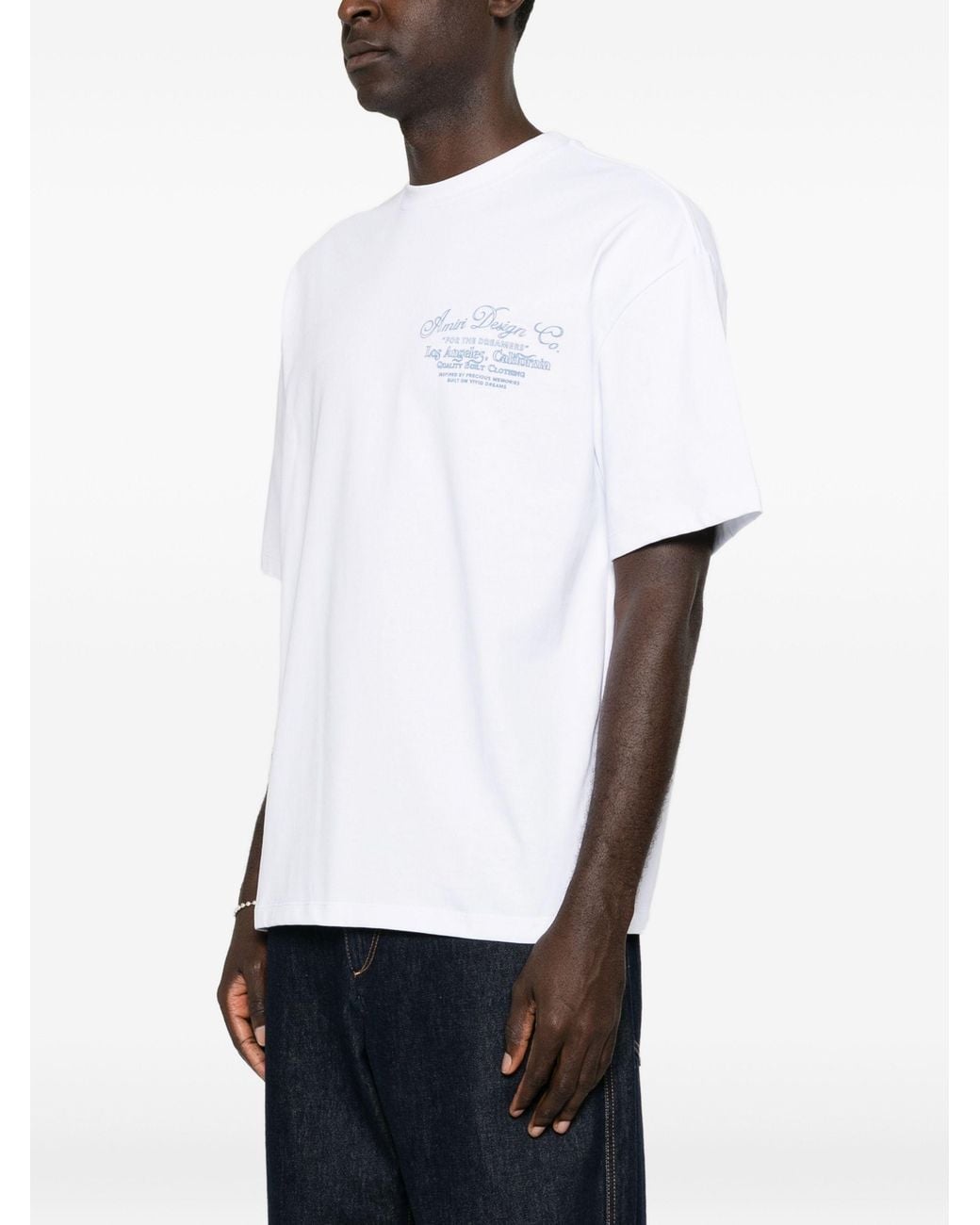 Amiri White Dreamers Chain Stitch Oversized Tee for men