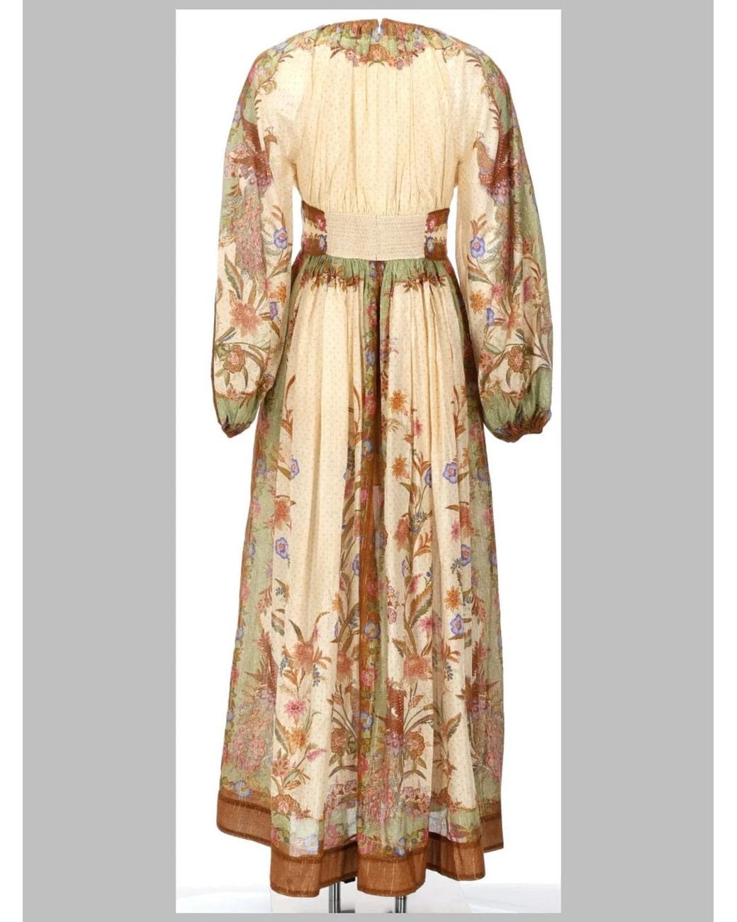Zimmermann Natural Printed Long-Sleeve Empire Waist Maxi Dress