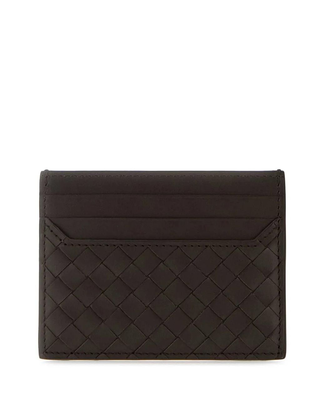 Bottega Veneta Black Dark Leather Card Holder for men