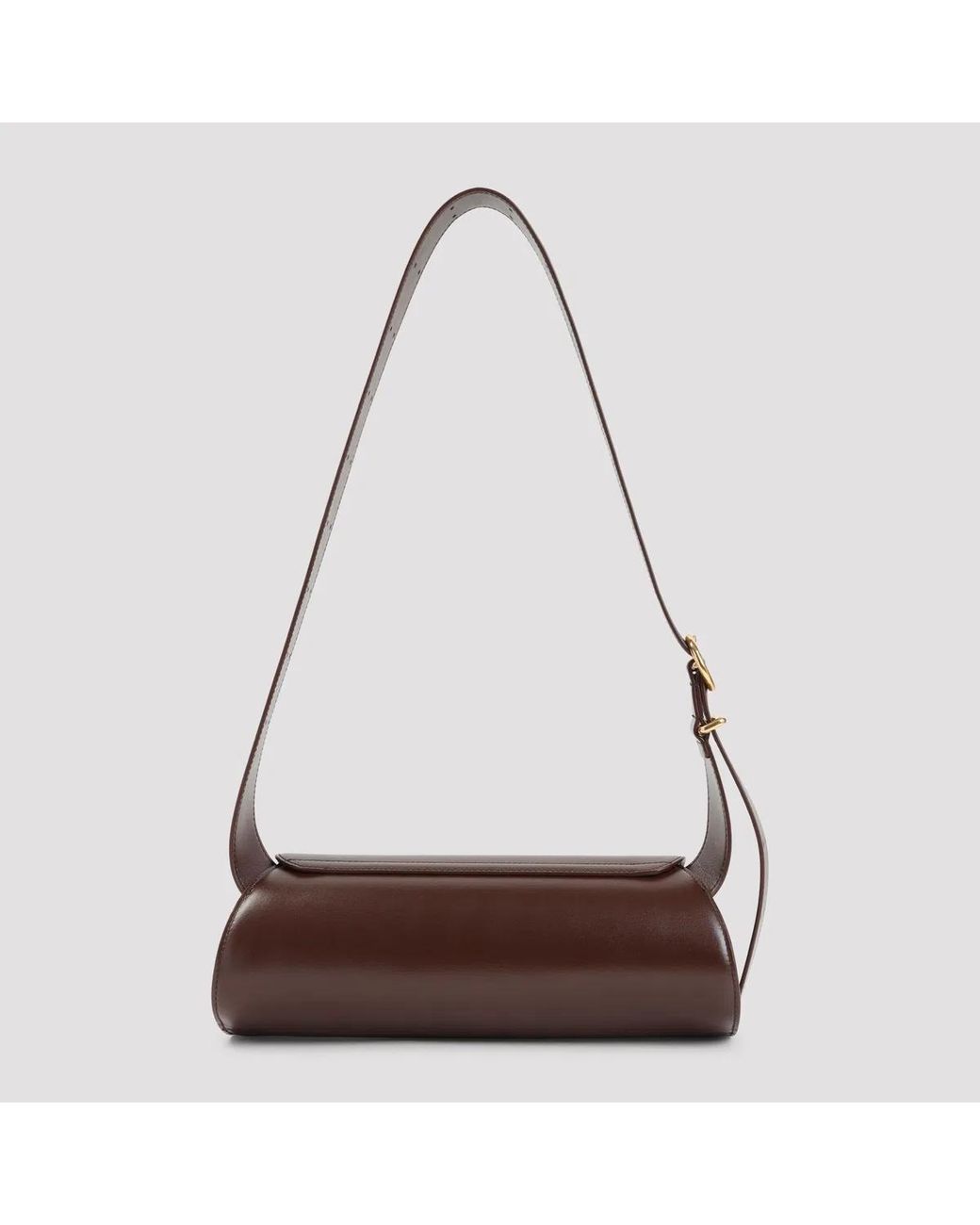 Jil Sander Brown Dark Heart Leather Cannolo Bag