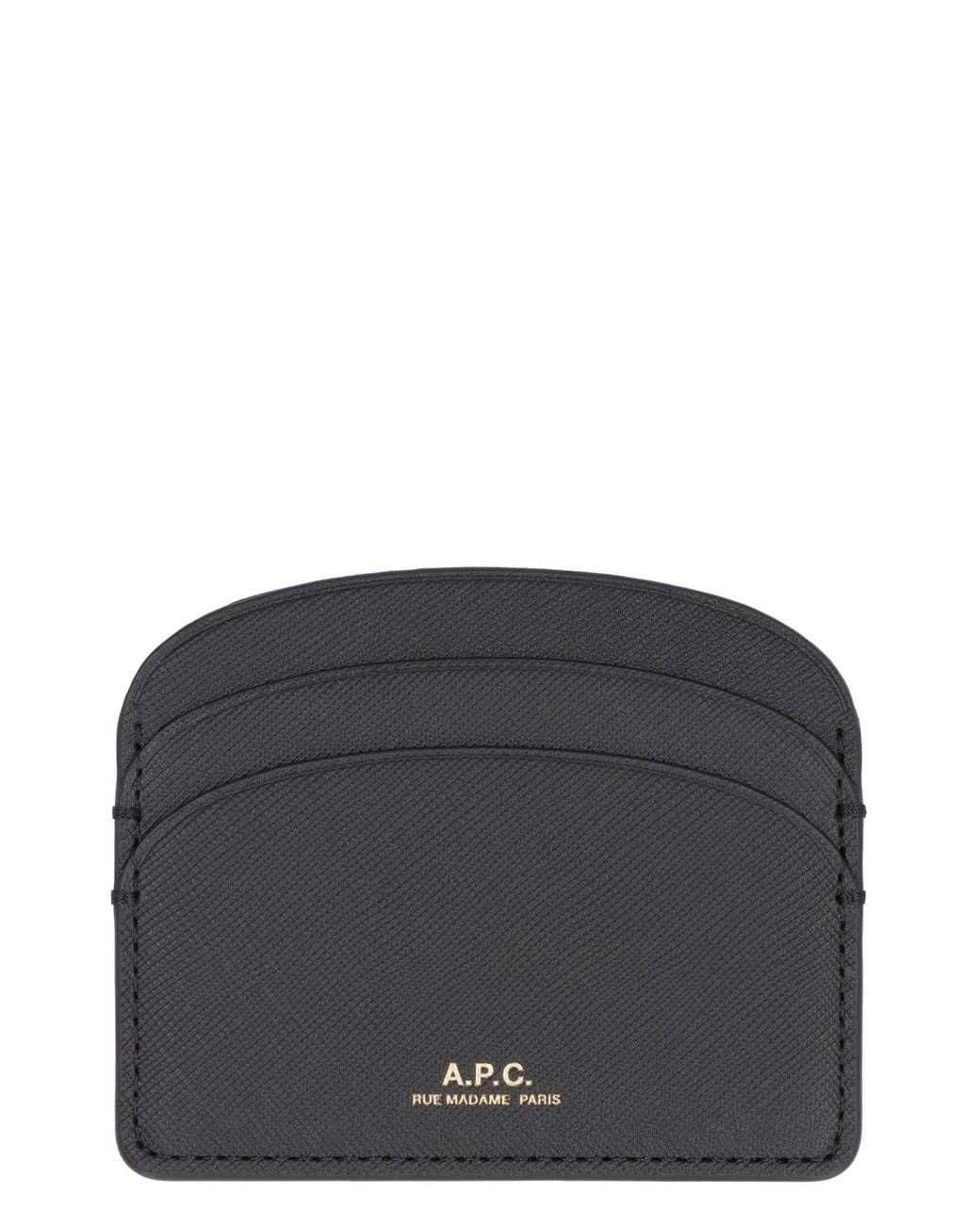 A.P.C. Black Leather Demi-Lune Card Holder