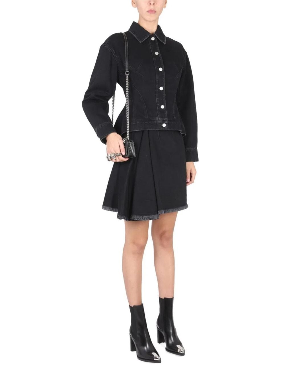 McQueen Black Hybrid Denim Jacket
