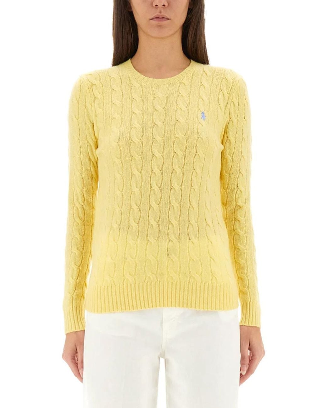 Polo Ralph Lauren Yellow Cable-Knit Sweater With Classic Round Neckline