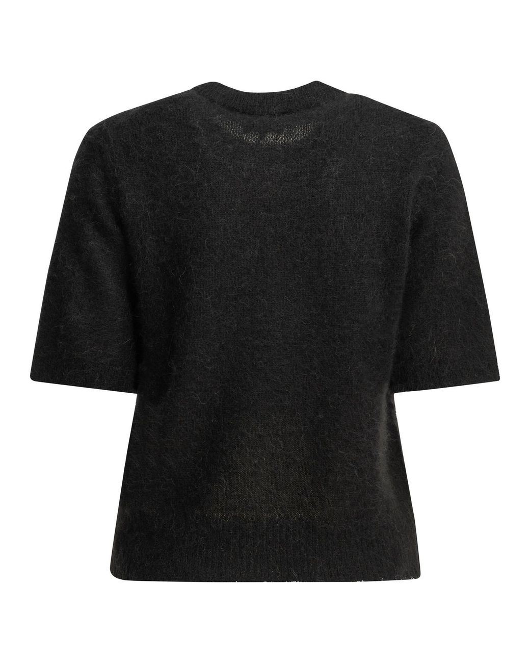 Ganni Black Alpaca Polyamide Wool T-Shirt