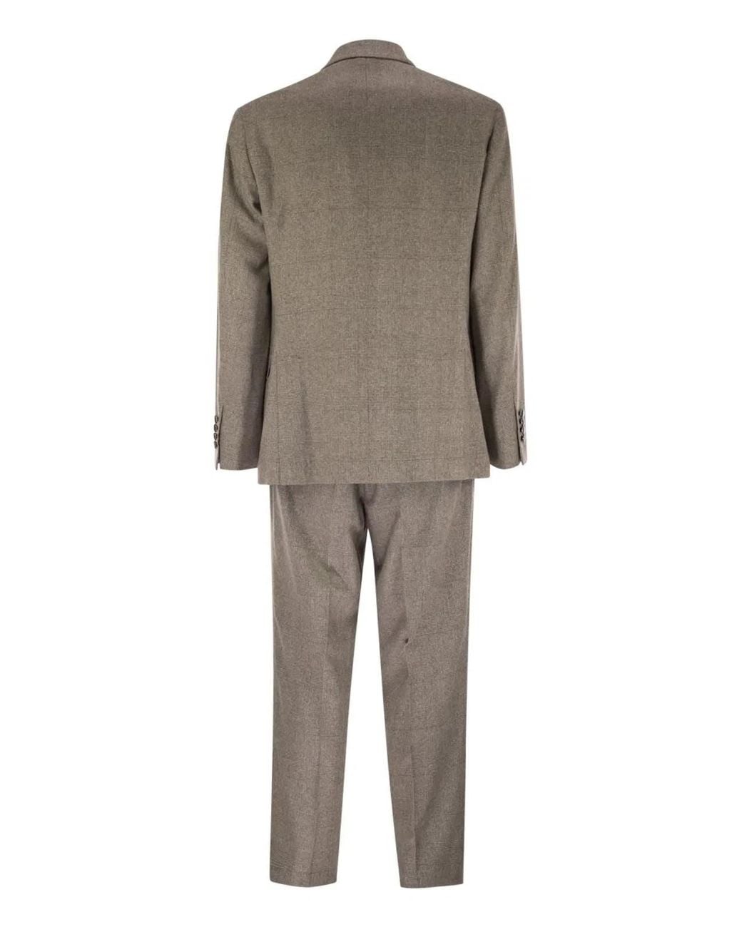 Brunello Cucinelli Natural Prince Of Wales Flannel Suit for men