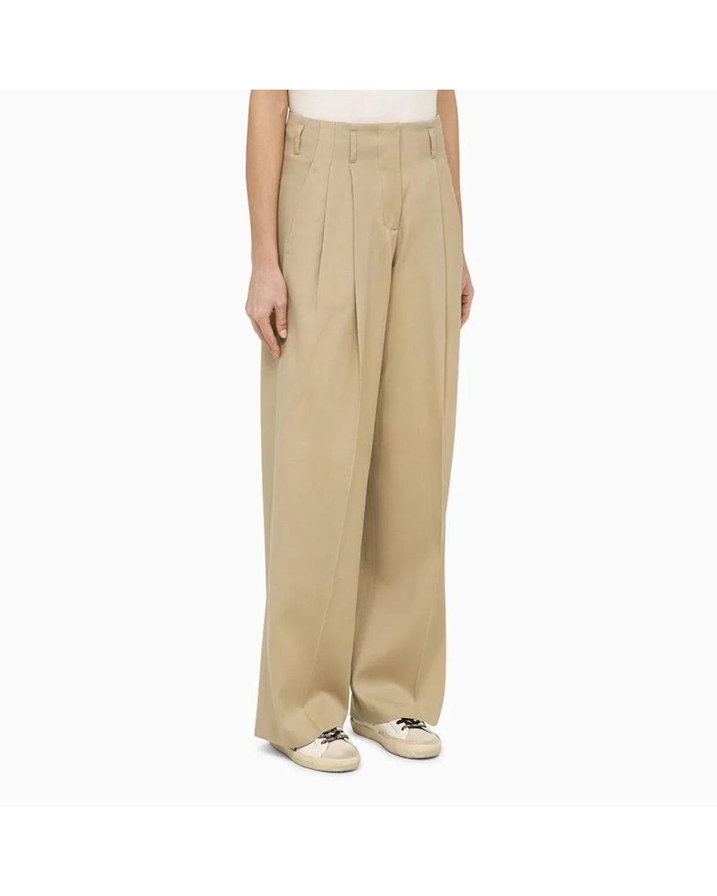 Golden Goose Deluxe Brand Natural High-Waist Wide-Leg Trousers