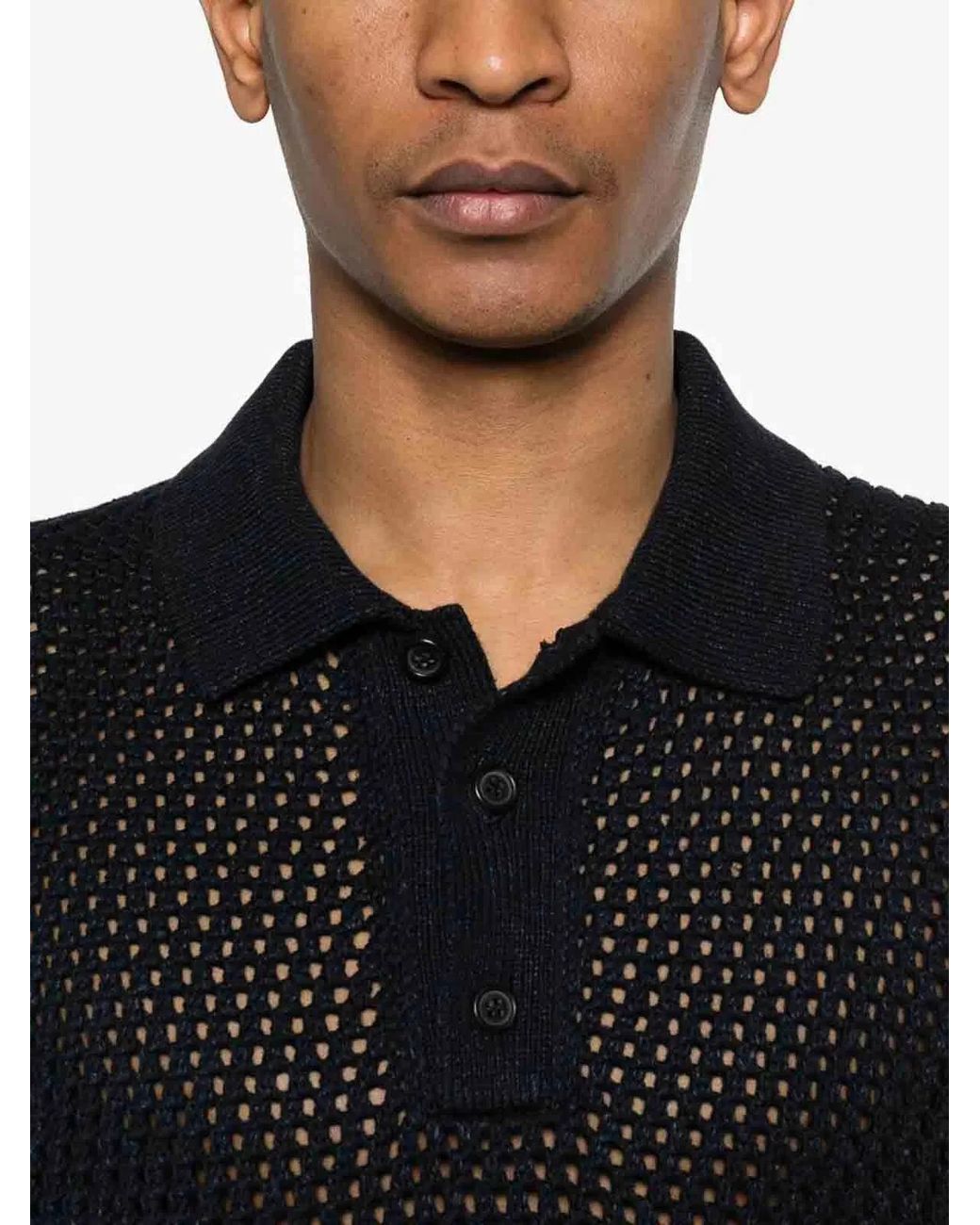 Prada Black Cotton Linen Polo Neck for men