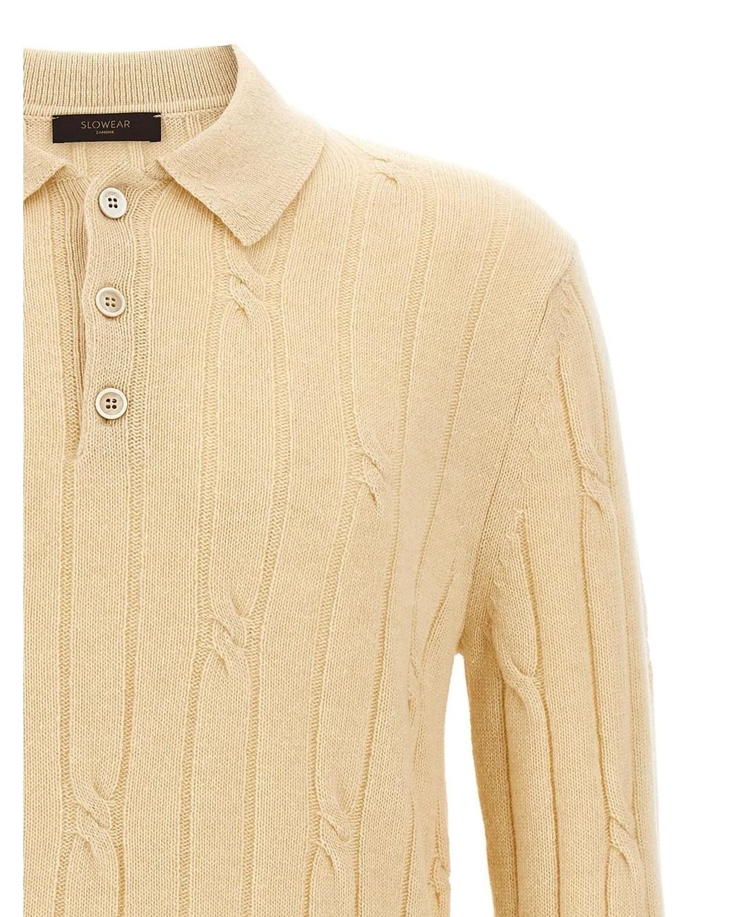 Zanone Natural Braided Wool Polo Shirt for men