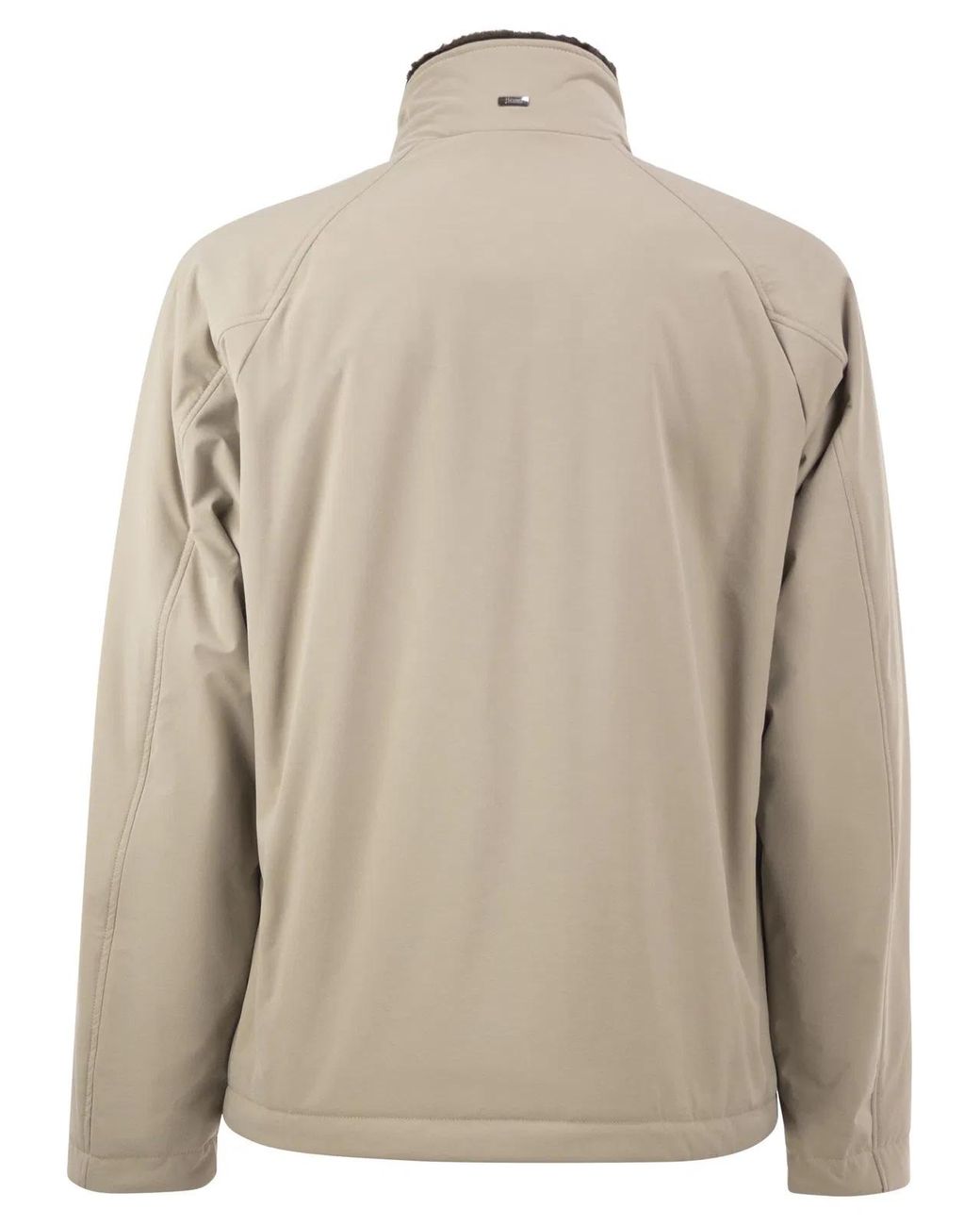 Herno Natural Padded Technical Jacket With Stand Collar And Faux Fur Lining for men