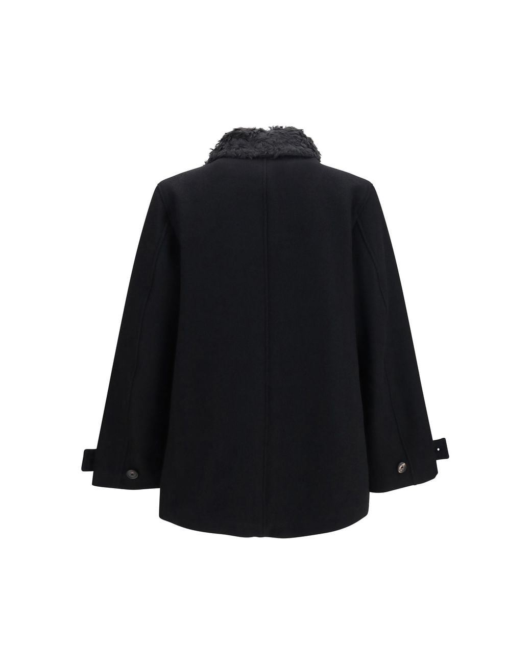 Our Legacy Black Wage Double-Breasted Coat Fleece Wool Ovis Aries for men