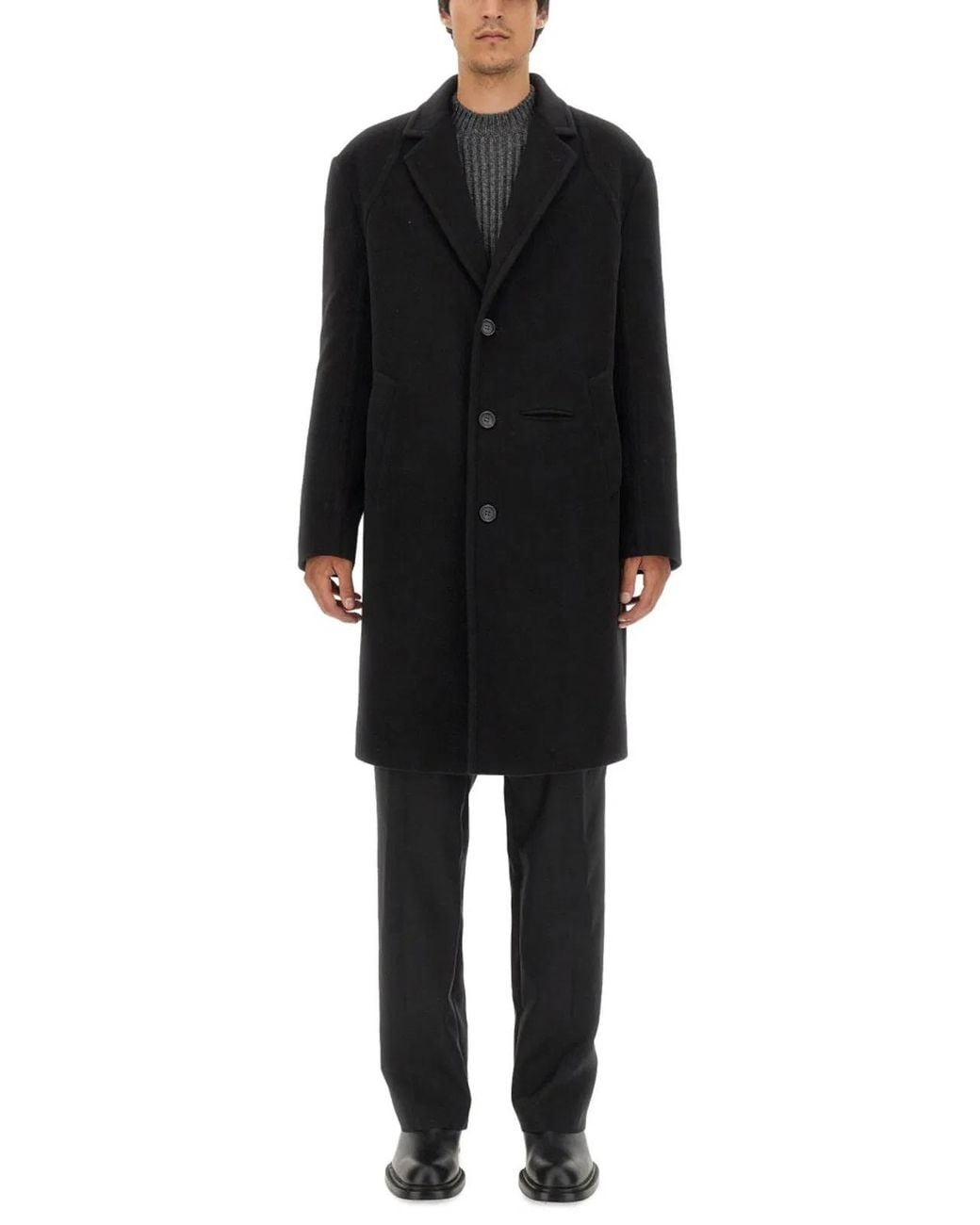 McQueen Black Single-Breasted Coat for men