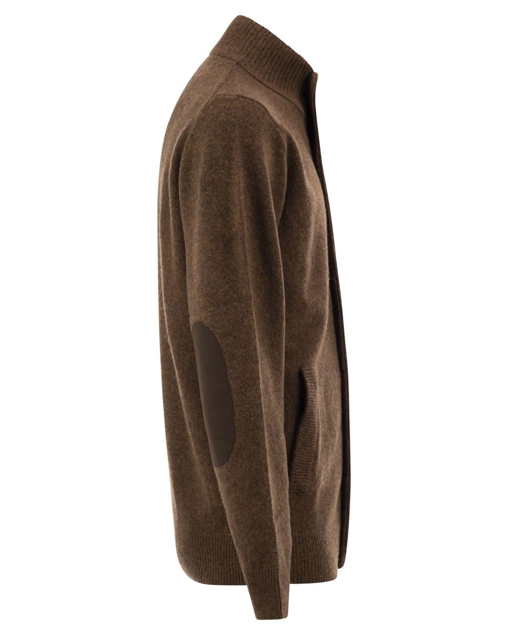 Barbour Brown Zip-Up Jumper Patch for men
