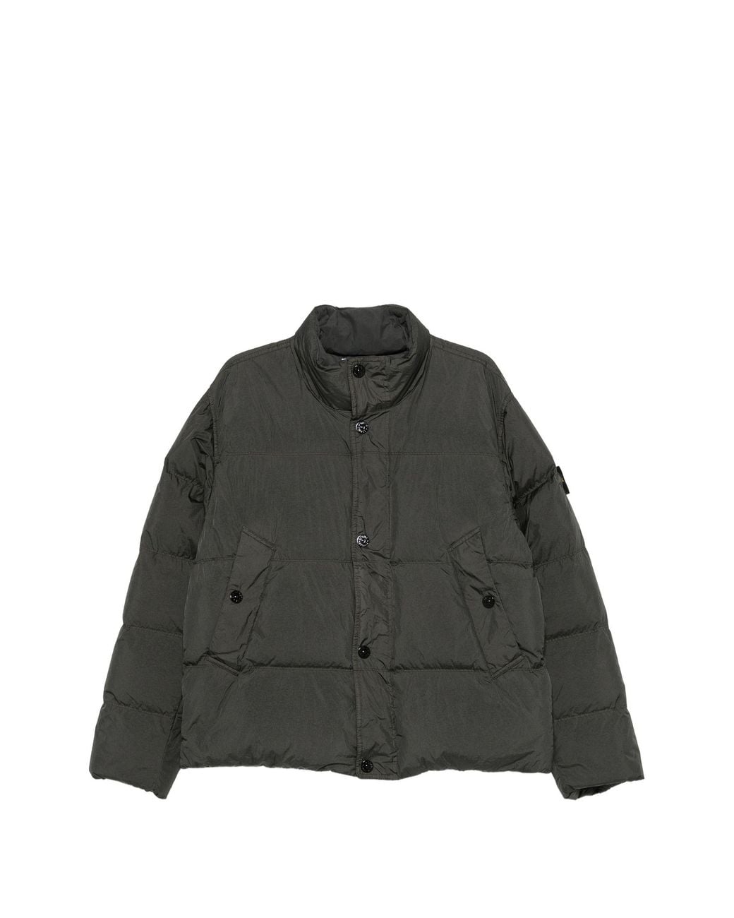 Stone Island Black Logo-Patch Padded Jacket for men