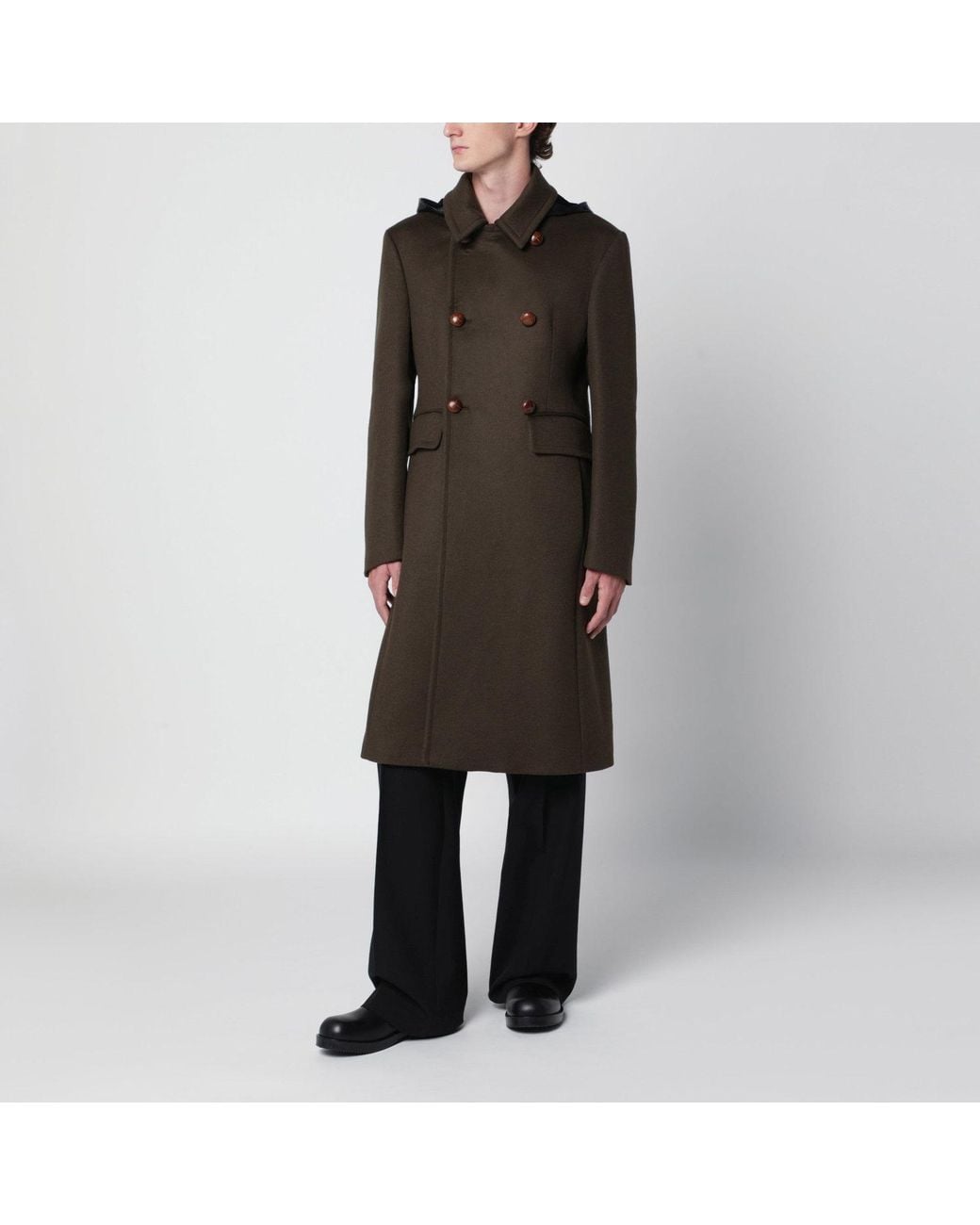 NAMACHEKO Black Doublebreasted Wool Coat for men