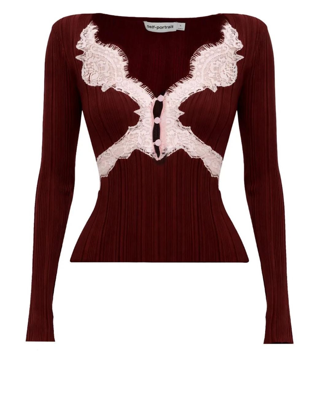 Self-Portrait Red Top With Lace Details