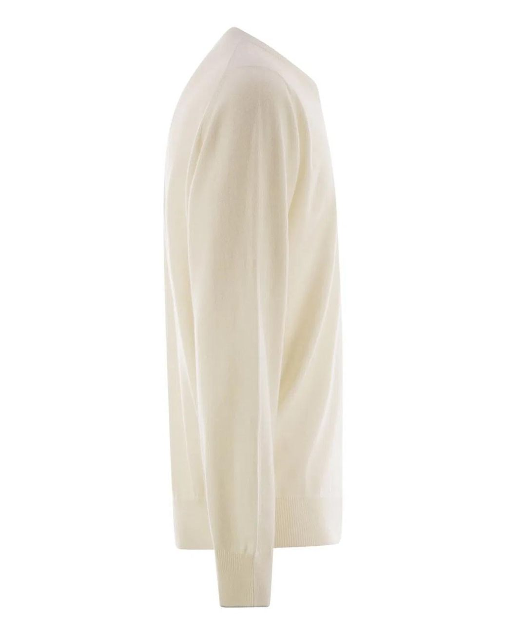 Brunello Cucinelli White Pure Cashmere Crew-Neck Sweater for men