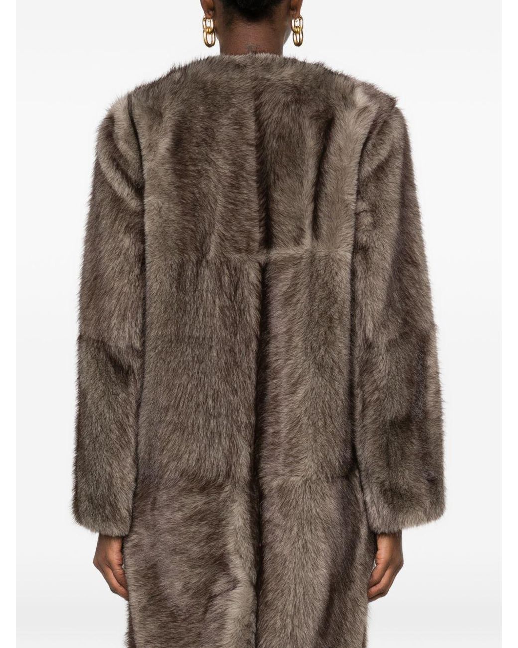Stand Studio Brown Hilma Faux Fur Long Coat
