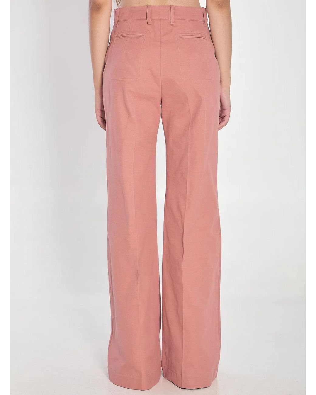 Chloé Pink Dark Cotton Flared Leg Pant