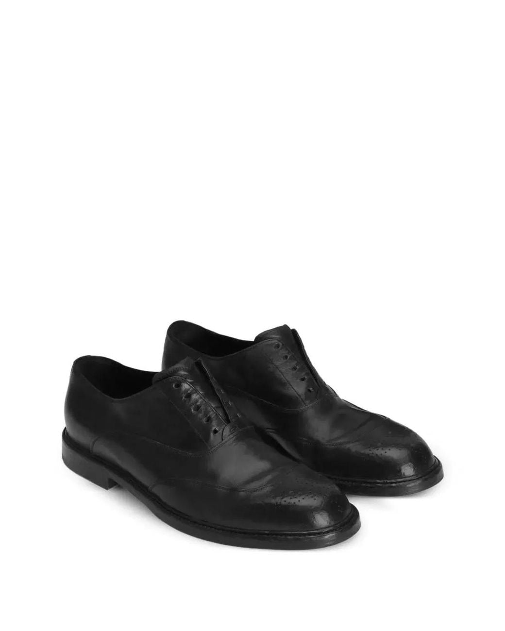 Dolce & Gabbana Black Dolce & Gabbana Leather Flat Shoes for men