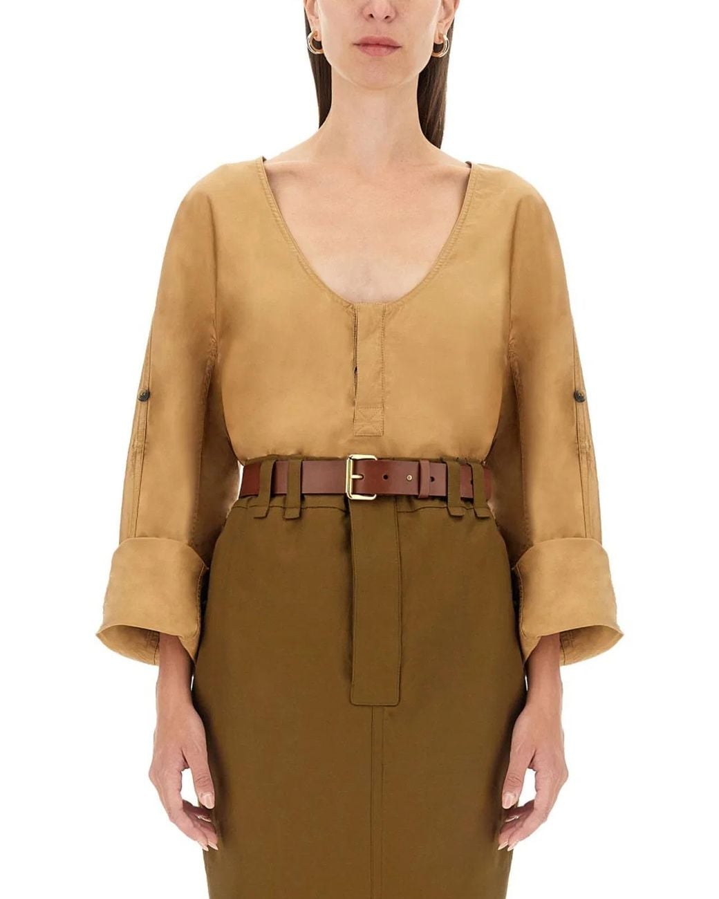 Saint Laurent Green Blusa Henley
