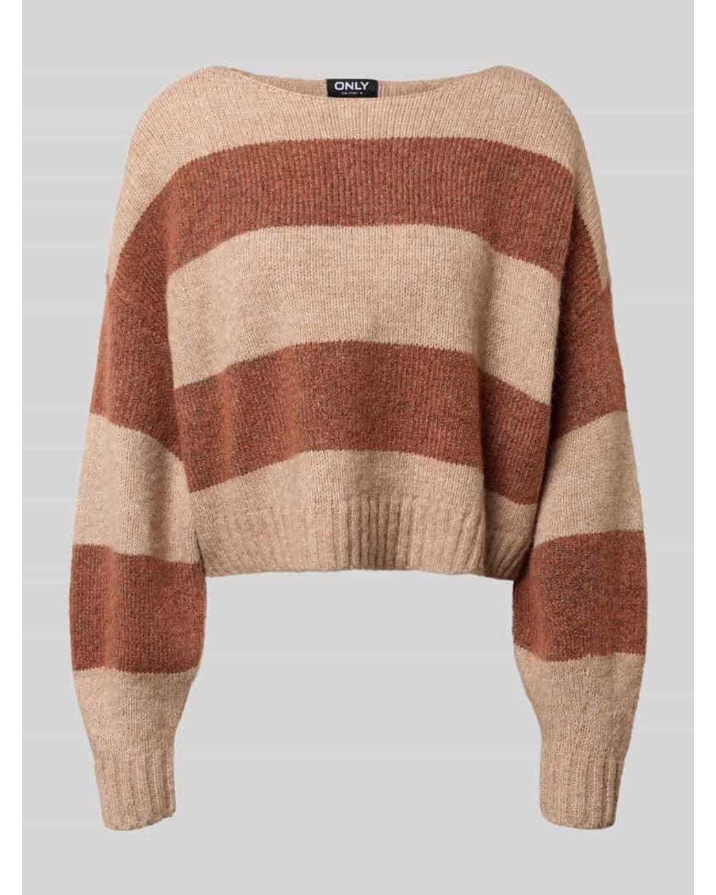 ONLY Brown Pullover mit U-Boot-Ausschnitt