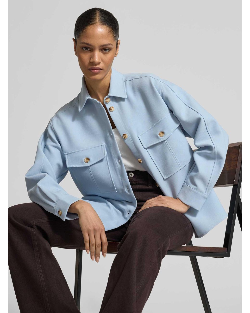 Jake*s Relaxed Fit Blouse Met Borstzakken in het Blue