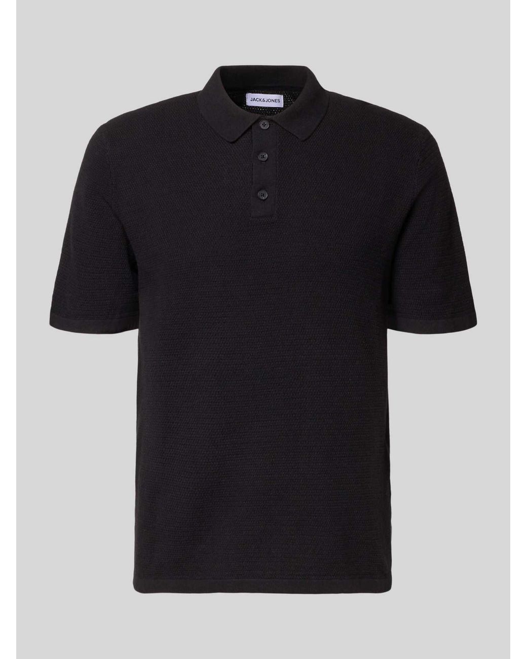 Jack & Jones Regular Fit Poloshirt Met Structuurpatroon Model 'George' in het Black voor heren