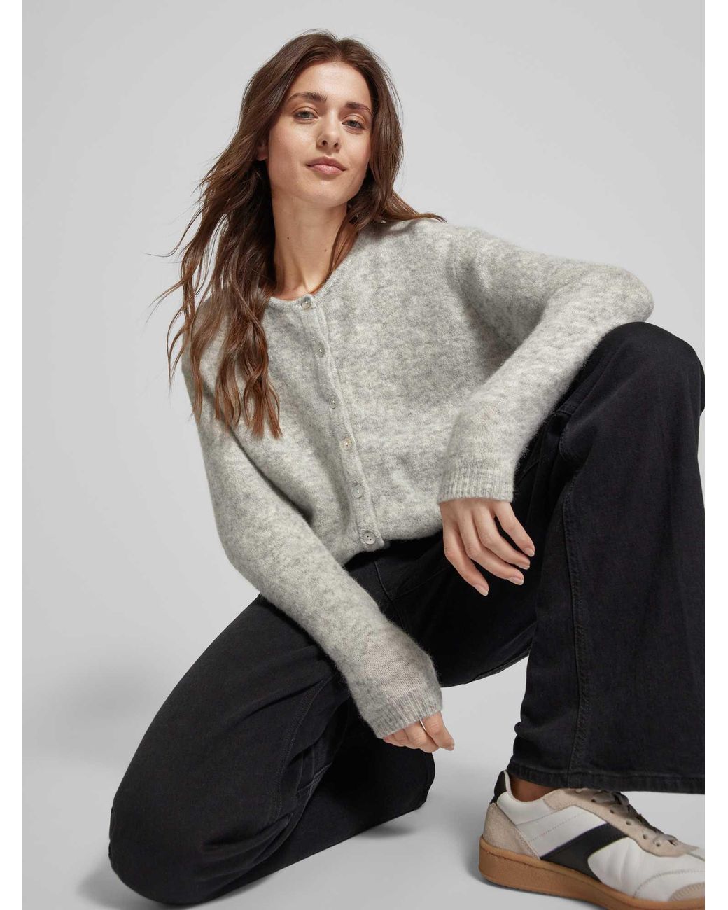 American Vintage Regular Fit Gebreid Jack Van Wolmix Met Alpaca-Aandeel Model 'Vitow' in het Gray