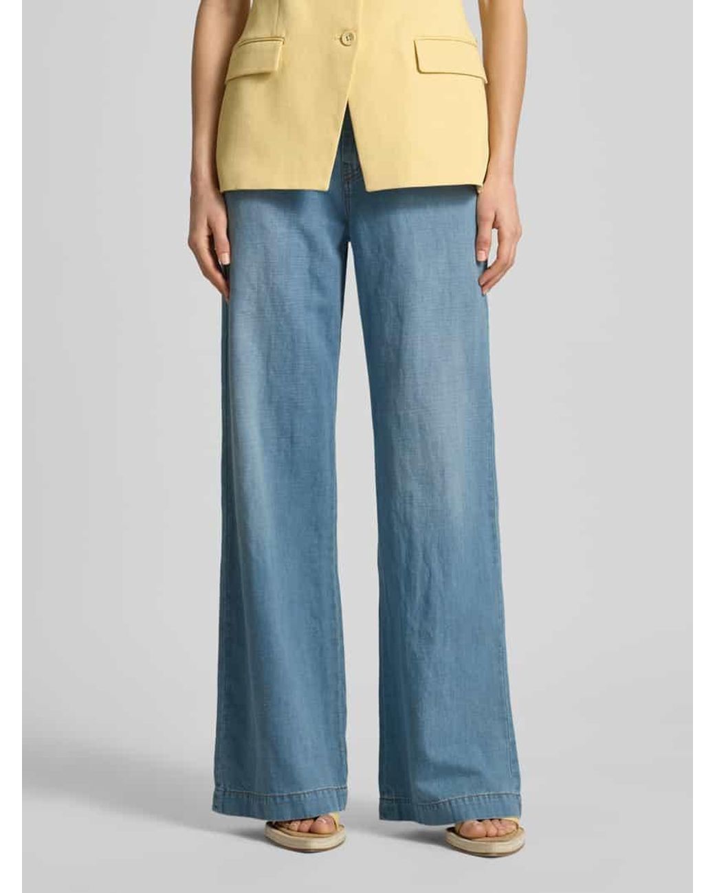 Weekend by Maxmara Blue Loose Fit Weite Hose aus Baumwoll-Leinen-Mix Modell 'LATINO'