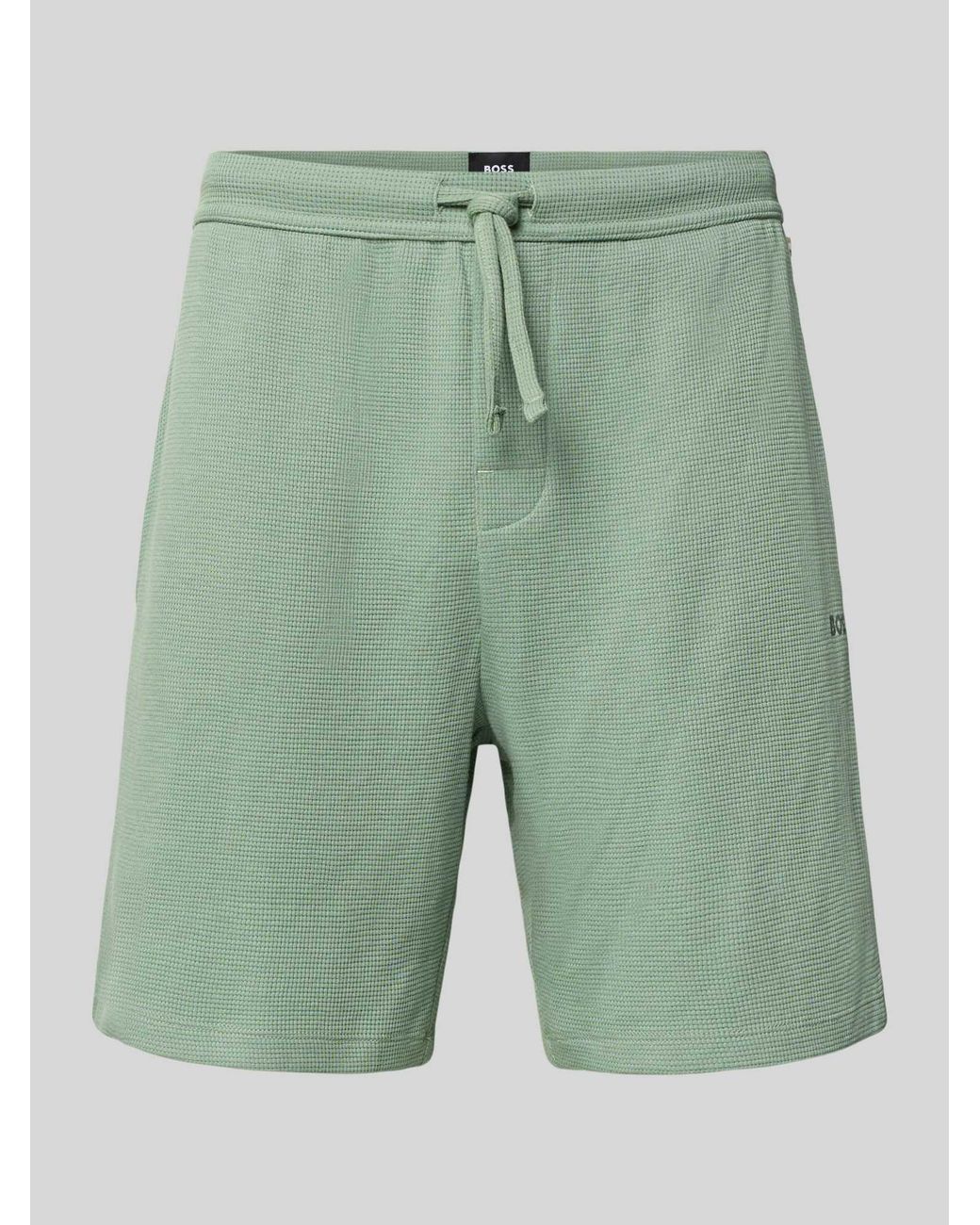 Boss Regular Fit Sweatshorts Van Katoenmix Model 'Waffle' in het Green voor heren